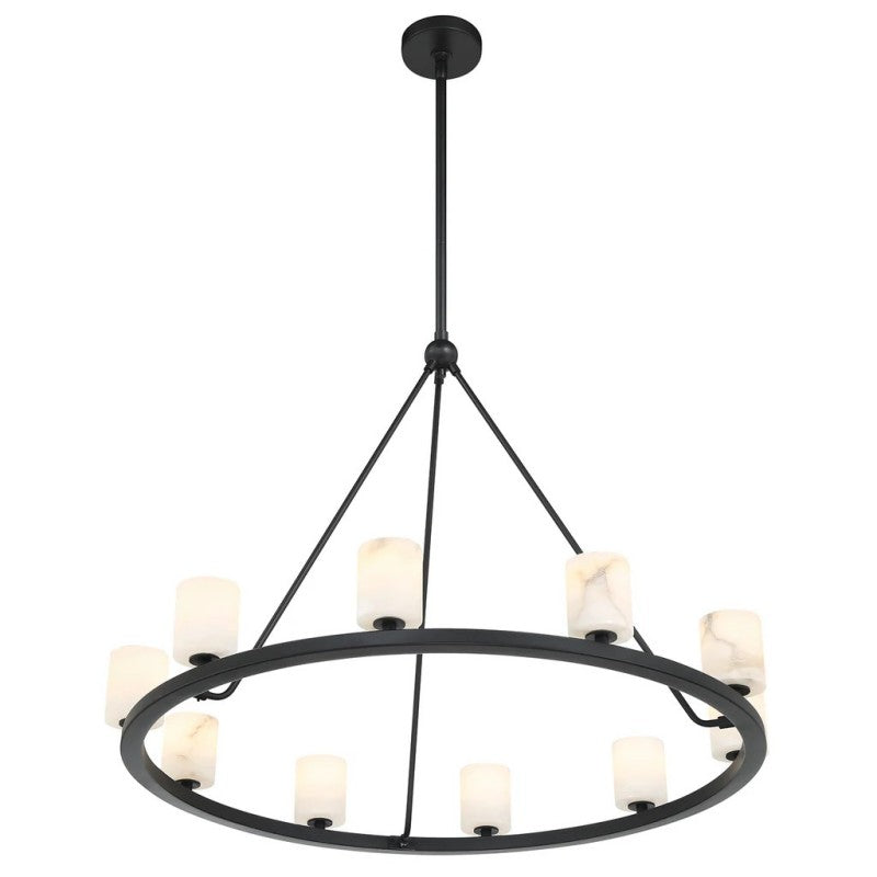 Argona 12 Light Alabaster Chandelier-chandelier for bedroom,chandelier for dining room,chandelier for stairways,chandelier for foyer,chandelier for bathrooms,chandelier for living room-Black-Blushlighting