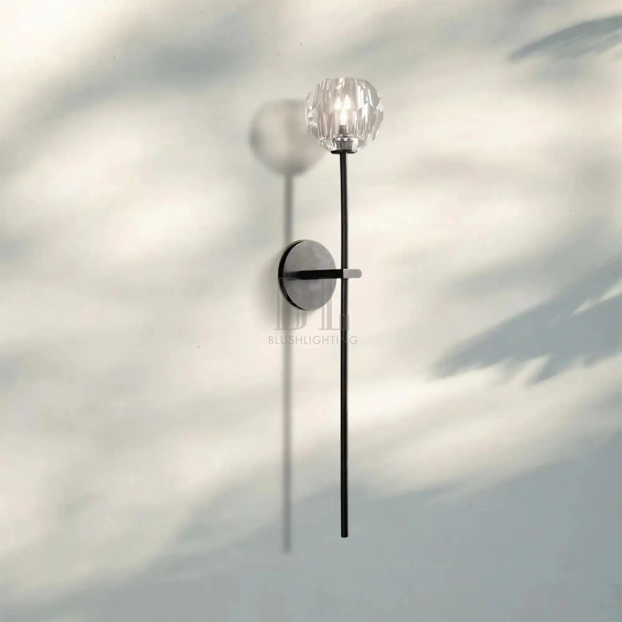 Bouble de Crystal Wall Sconce-Grand Wall Sconce-Matte Black-Clear-Blushlighting