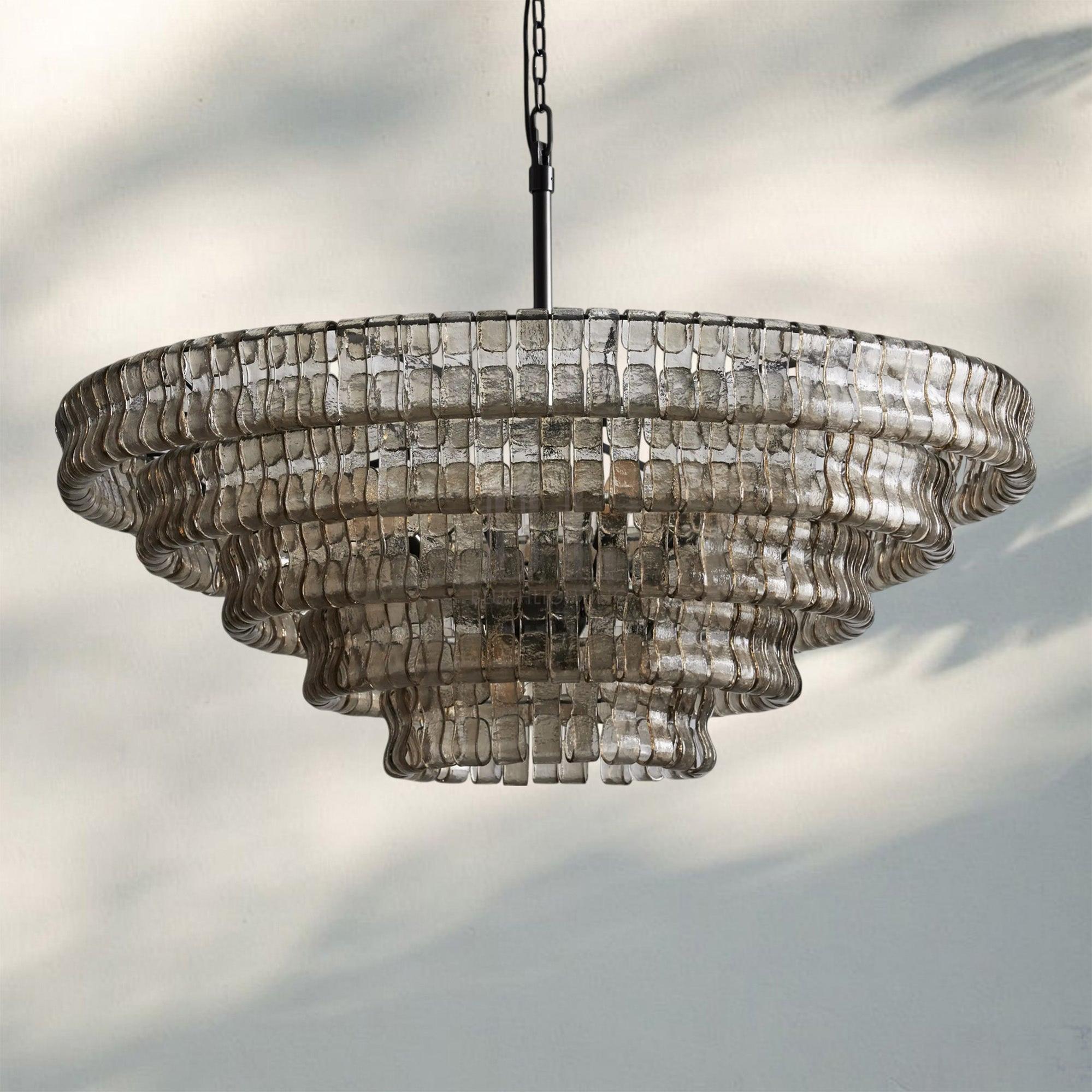 Ghiacio Glass Round Chandelier 24" 36" 48" 60"-