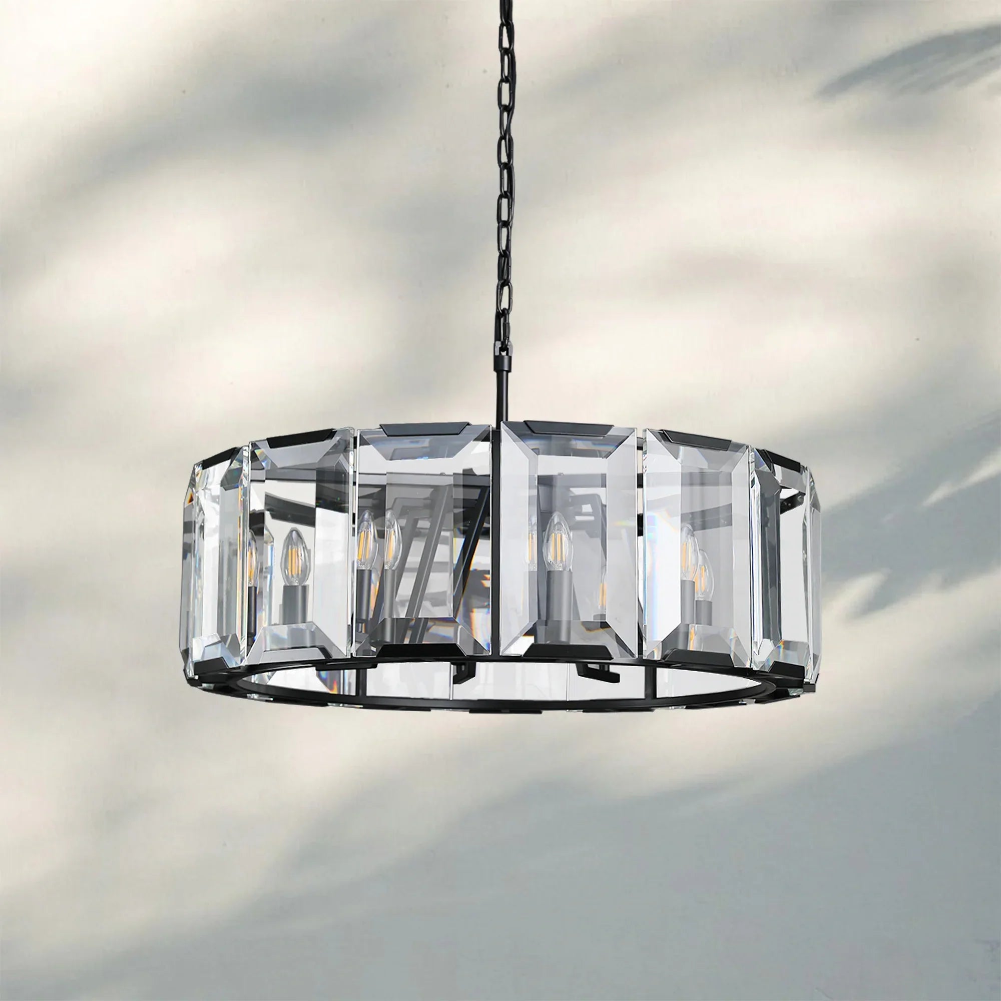 Herlow Crystal Modern Round Chandelier Elegant Ceiling Light Fixture-