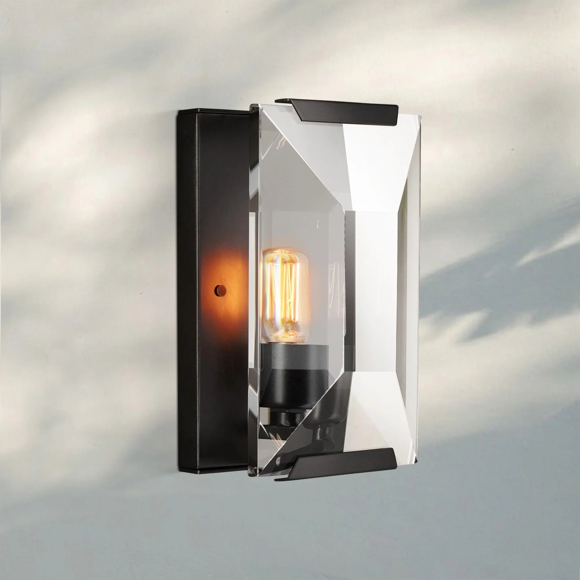 Herlow Crystal Short Wall Sconce-Matte Black-
