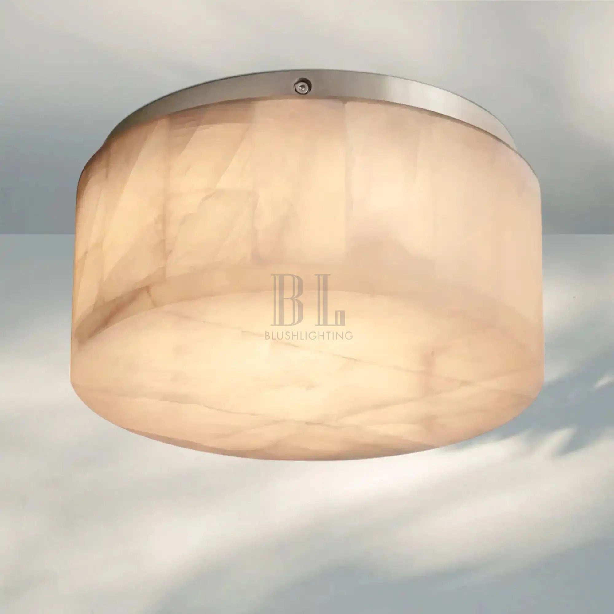 Rivaga Calcite Round Flushmount 6"10"14"-10" Sq-Satin Nickel-