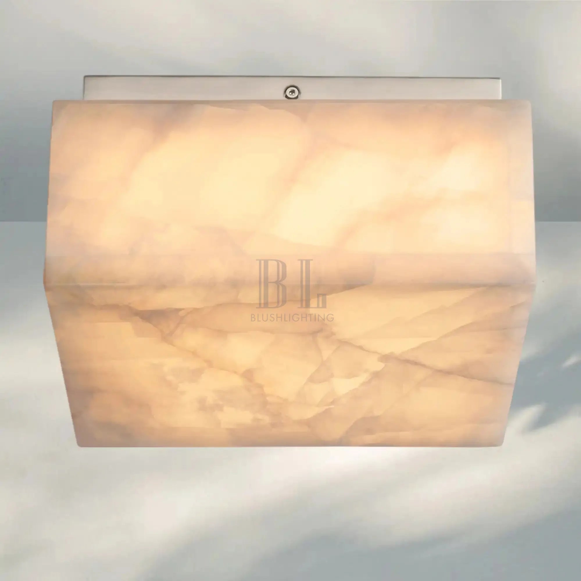 Rivaga Calcite Square Flushmount 6" 10" 14"-10" Sq-Satin Nickel-