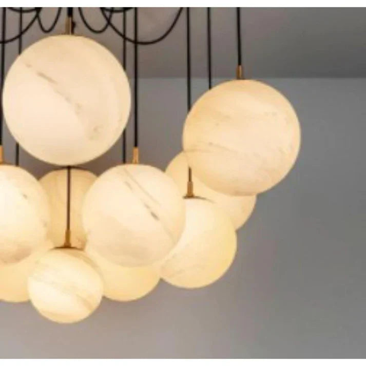 Terry Spider Alabaster Ball Chandelier, Luxurious Alabaster Chandelier Chandelier Kevin Studio Inc