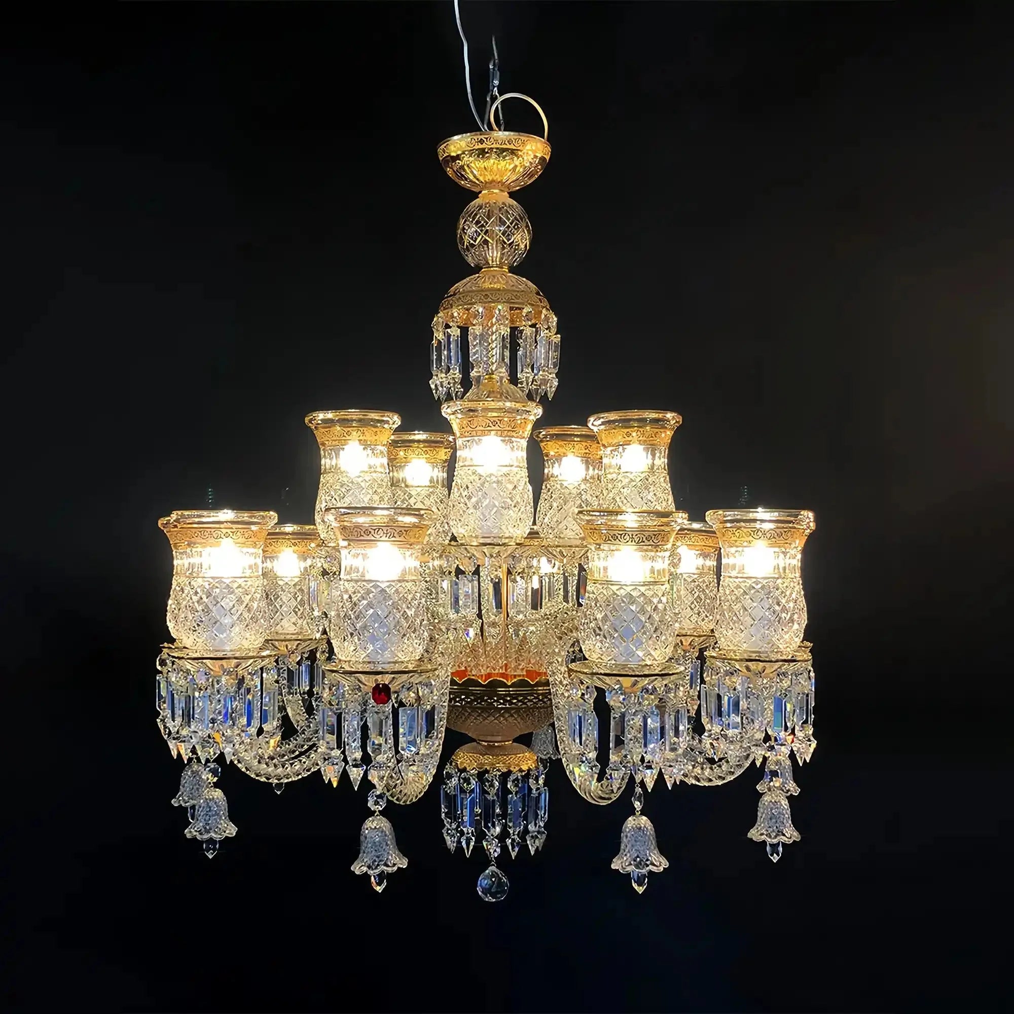 15 Lights Crystal Chandelier Gold & Clear Crystal Lighting - Blushlighting