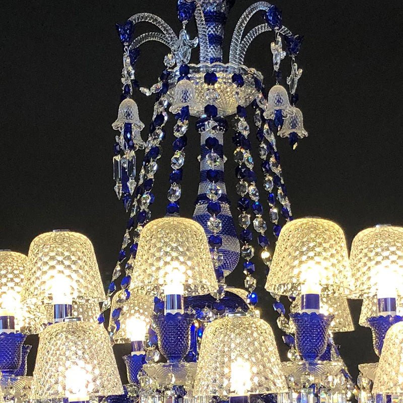 24 Lights Chandelier Blue & Clear Crystal Lighting - Blushlighting