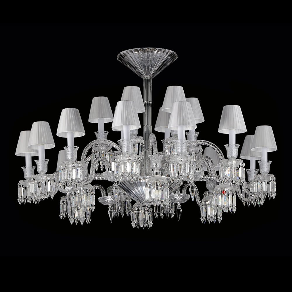 24 Lights Crystal Chandelier with Lampshades - Blushlighting