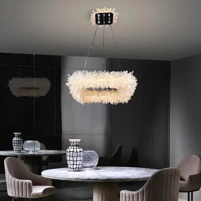 24'' Square Modern Geode Quartz Crystal Chandelier - Blushlighting