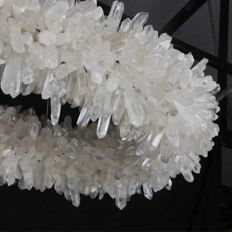 47'' Oval Modern Clear Geode Quartz Crystal Chandelier for Dining Room - Blushlighting