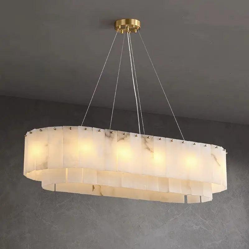 Alabaster Dining Room Round Chandelier Lighting-Blushlighting