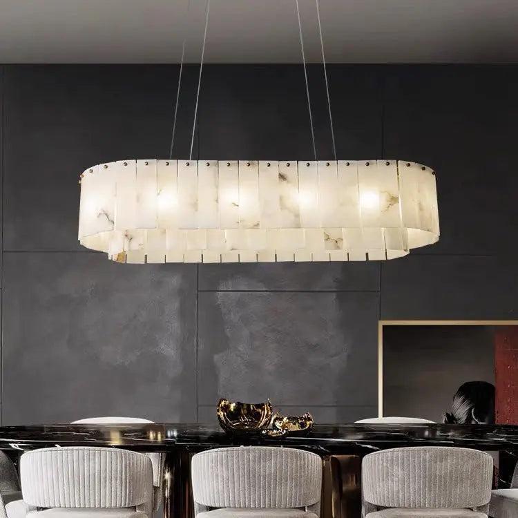 Alabaster Dining Room Round Chandelier Lighting-Blushlighting