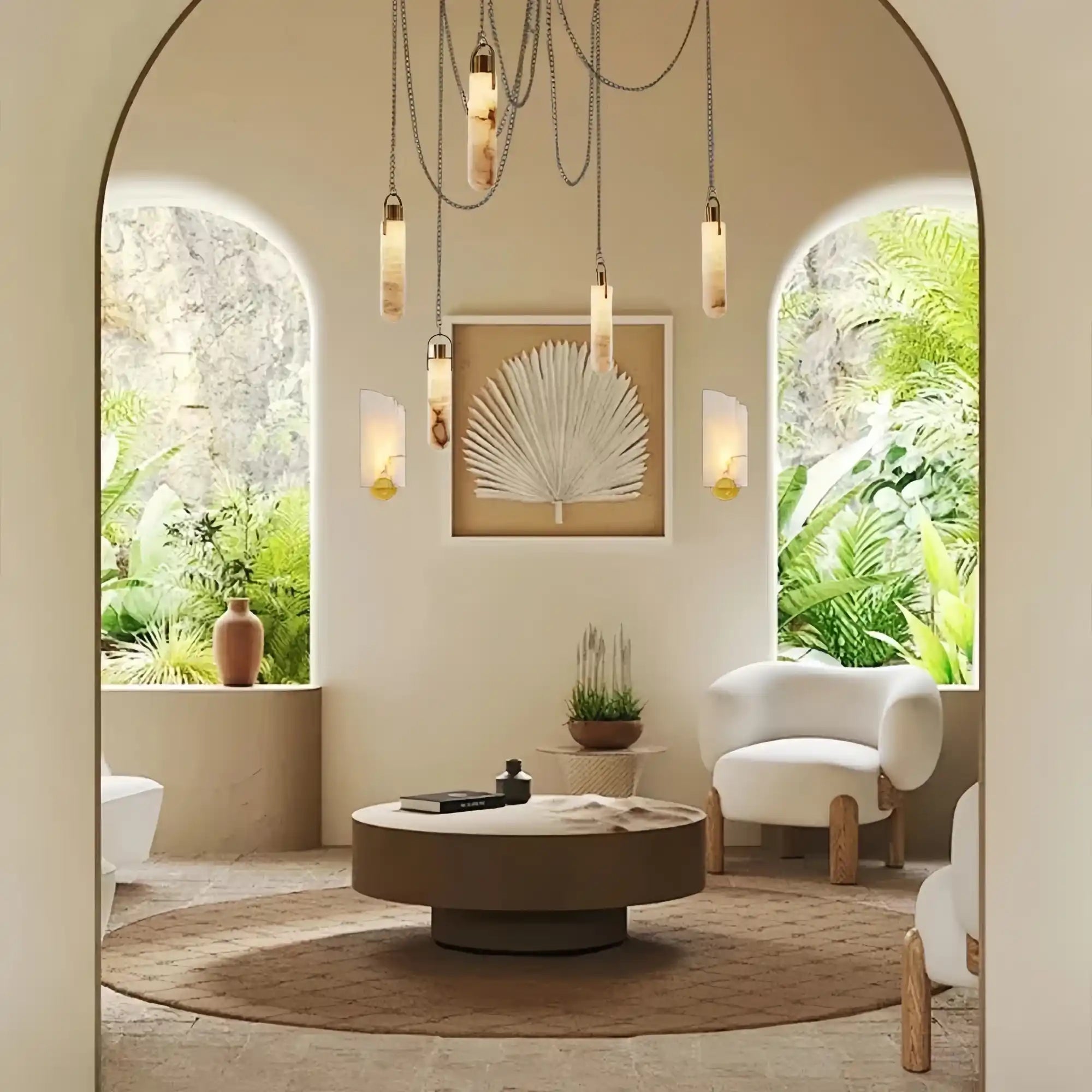 Alabaster Flint 5 Light LED Multi-Drop Pendant-Pendant for living room,Pendant for kitchen,Pendant for bathrooms,Pendant for bedrooms,Pendant for foyer,Pendant for stairways,Pendant for dining room-Blushlighting