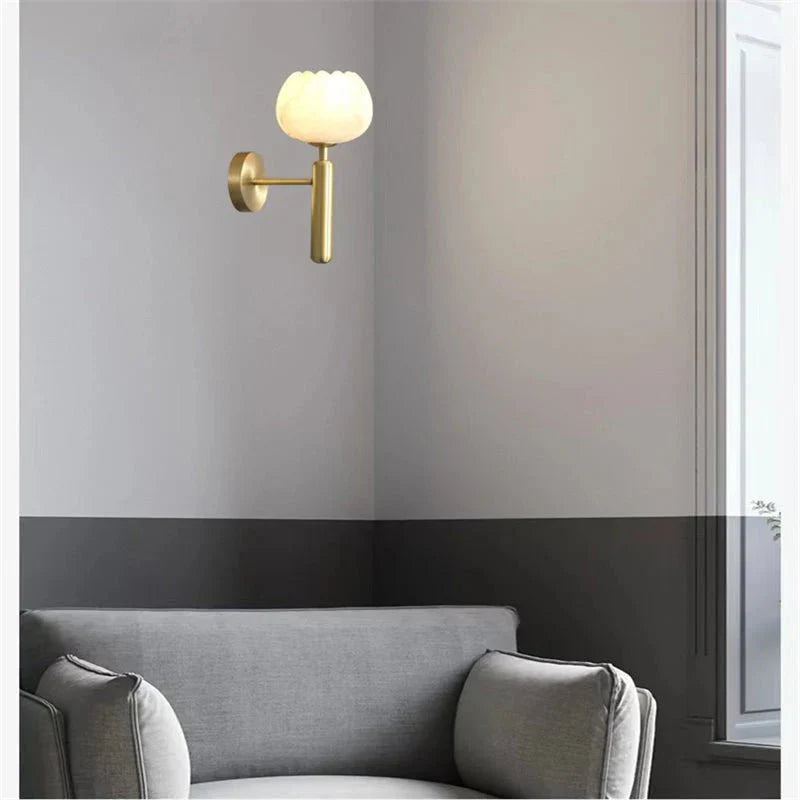 Antonia Modern Alabaster Globe Wall Sconce For Bedroom - Blushlighting