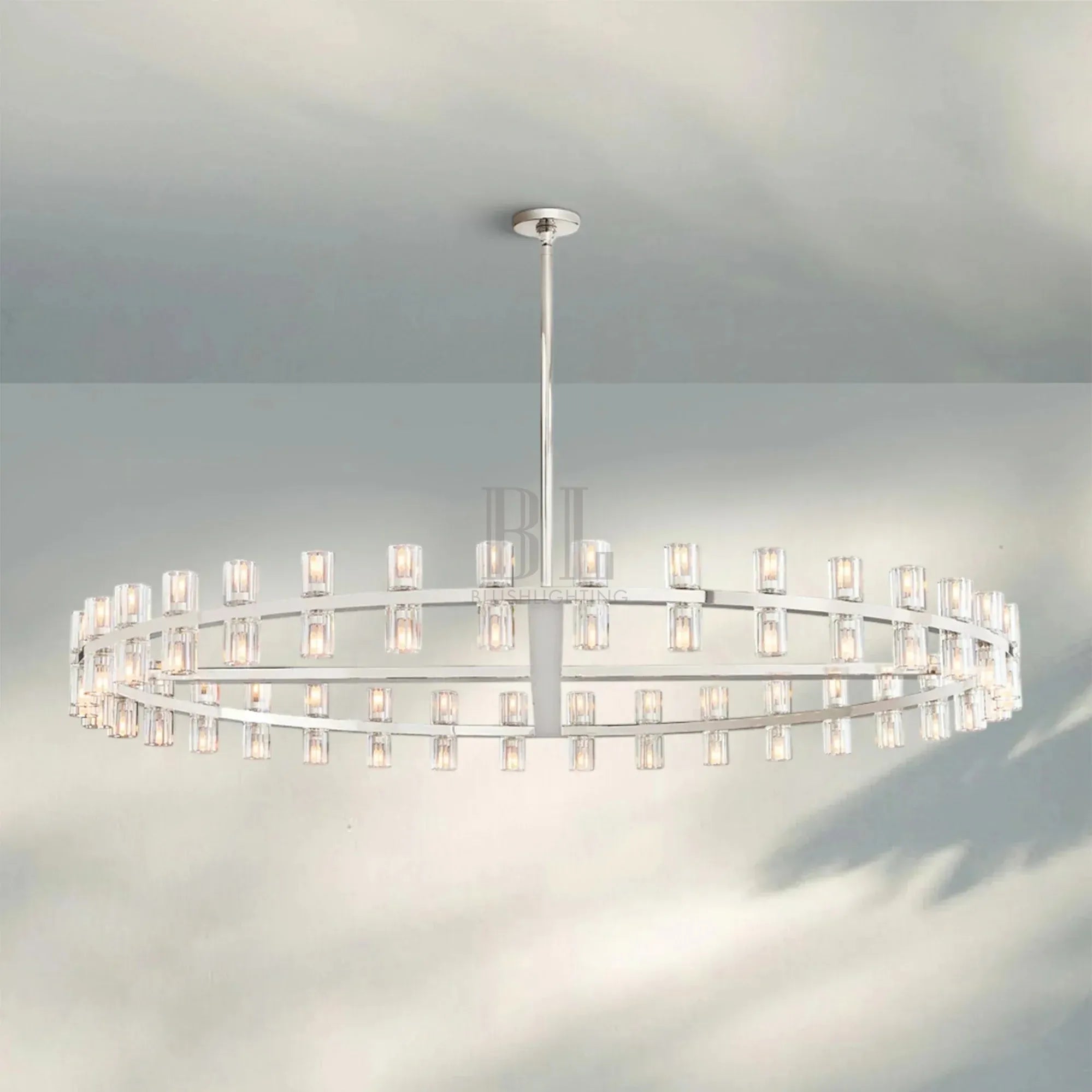 Arcachan Round Chandelier 36" 48" 60"-60''-Nickel-