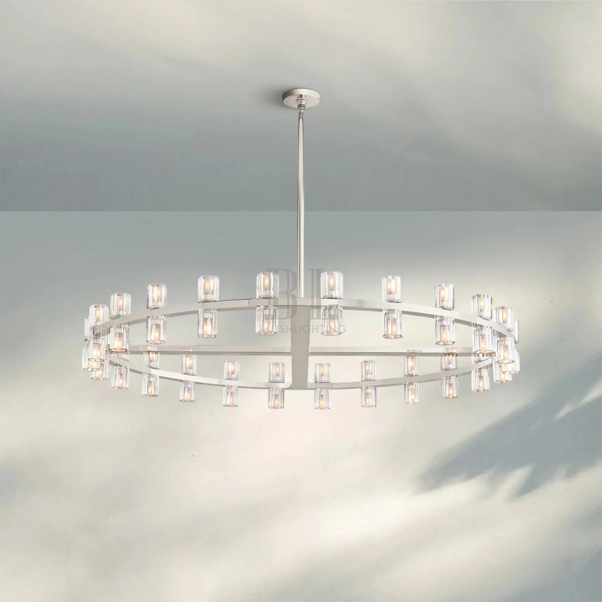 Arcachan Round Chandelier 36" 48" 60"-48''-Nickel-