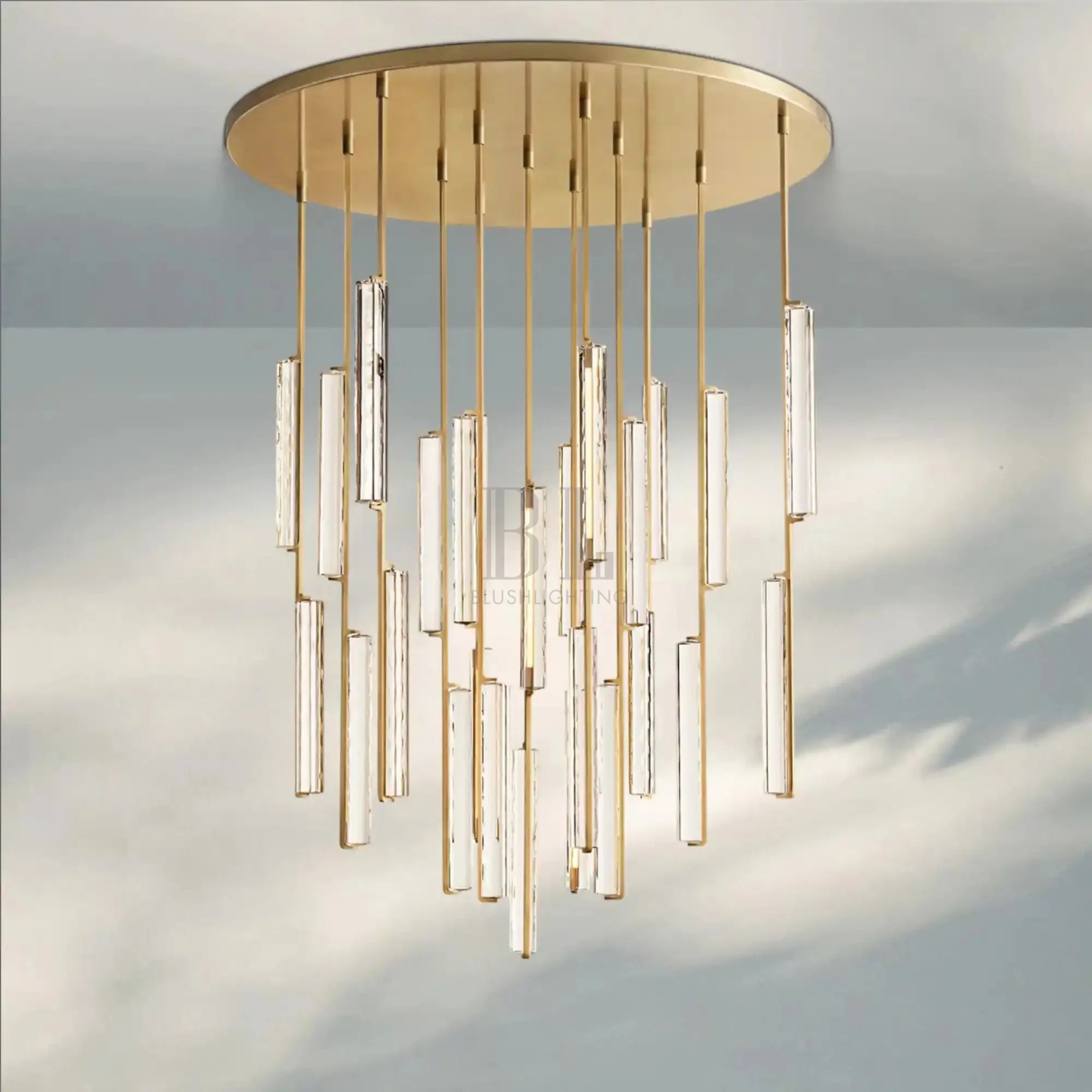 Auduban Crystal Round Chandelier 24‘’ 40‘’ 56‘’-56"-Brass-