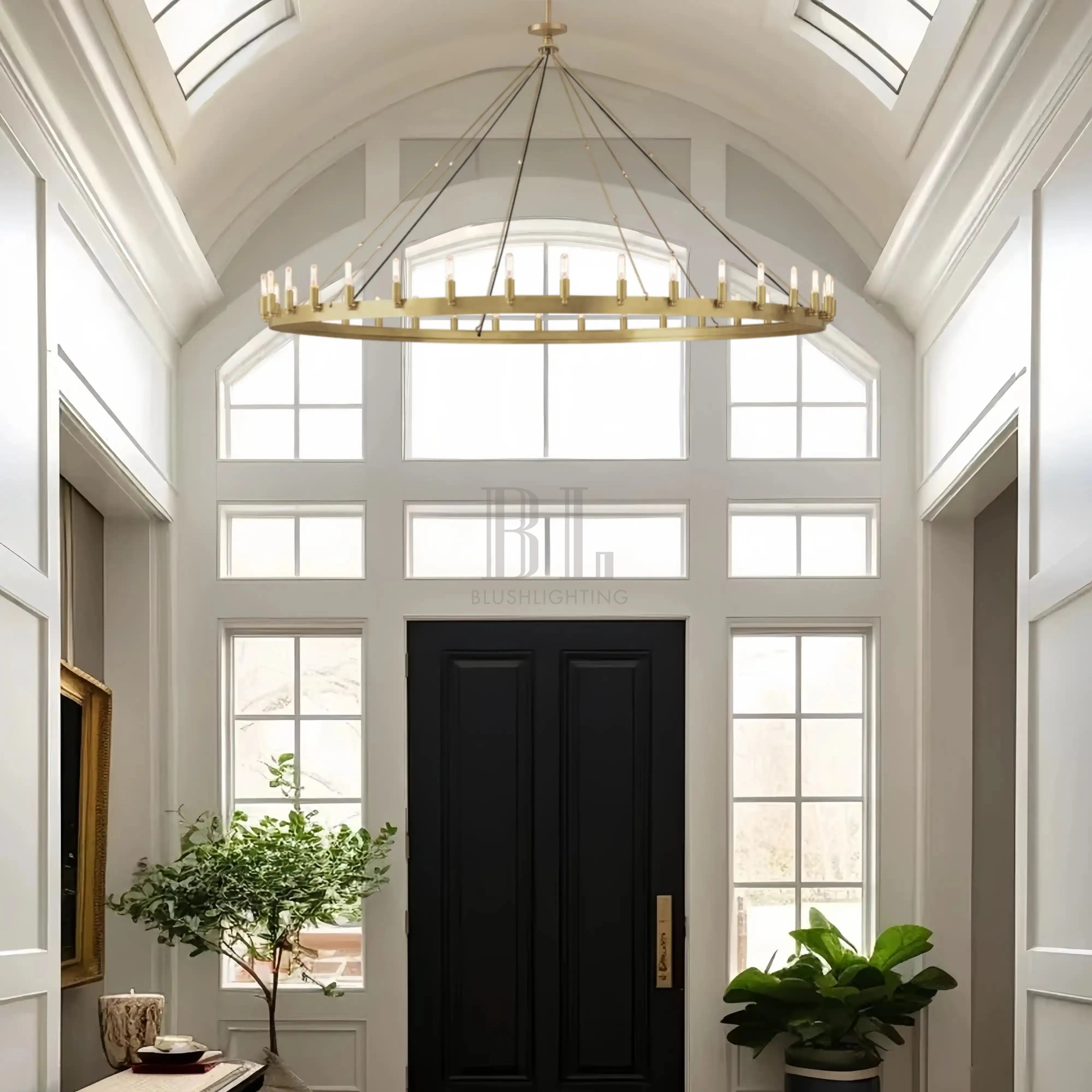 Camina Luxury Vintage Round Chandelier-Round 73'' 36-Light-Lacquered Brass-Filament