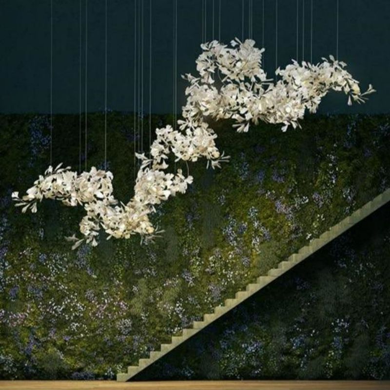 Ceramic Ginkgo Branch Chandelier Light-chandeliers for dining room,chandeliers for stairw-Blushlighting