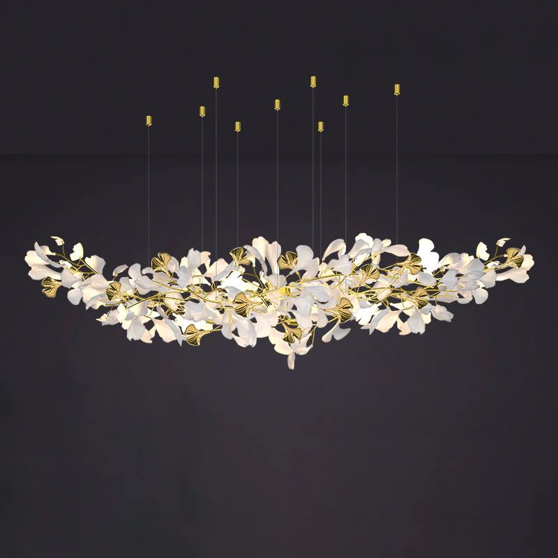 Ceramic Ginkgo Branch Chandelier Light-chandeliers for dining room,chandeliers for stairw-Blushlighting