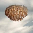 Chiare Glass Round Flush Mount 17" 24‘’-24''-Lacquered Burnished Brass-Smoke