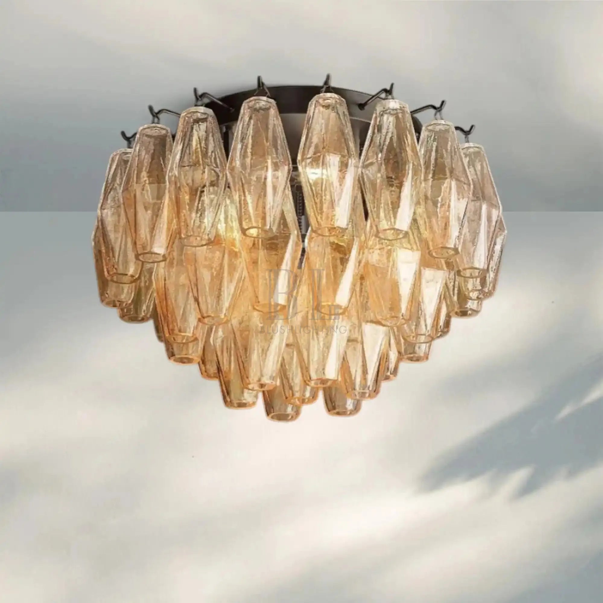 Chiare Glass Round Flush Mount 17" 24‘’-17''-Bronze-Clear