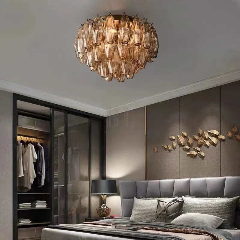 Chiare Glass Round Flush Mount 17" 24‘’-