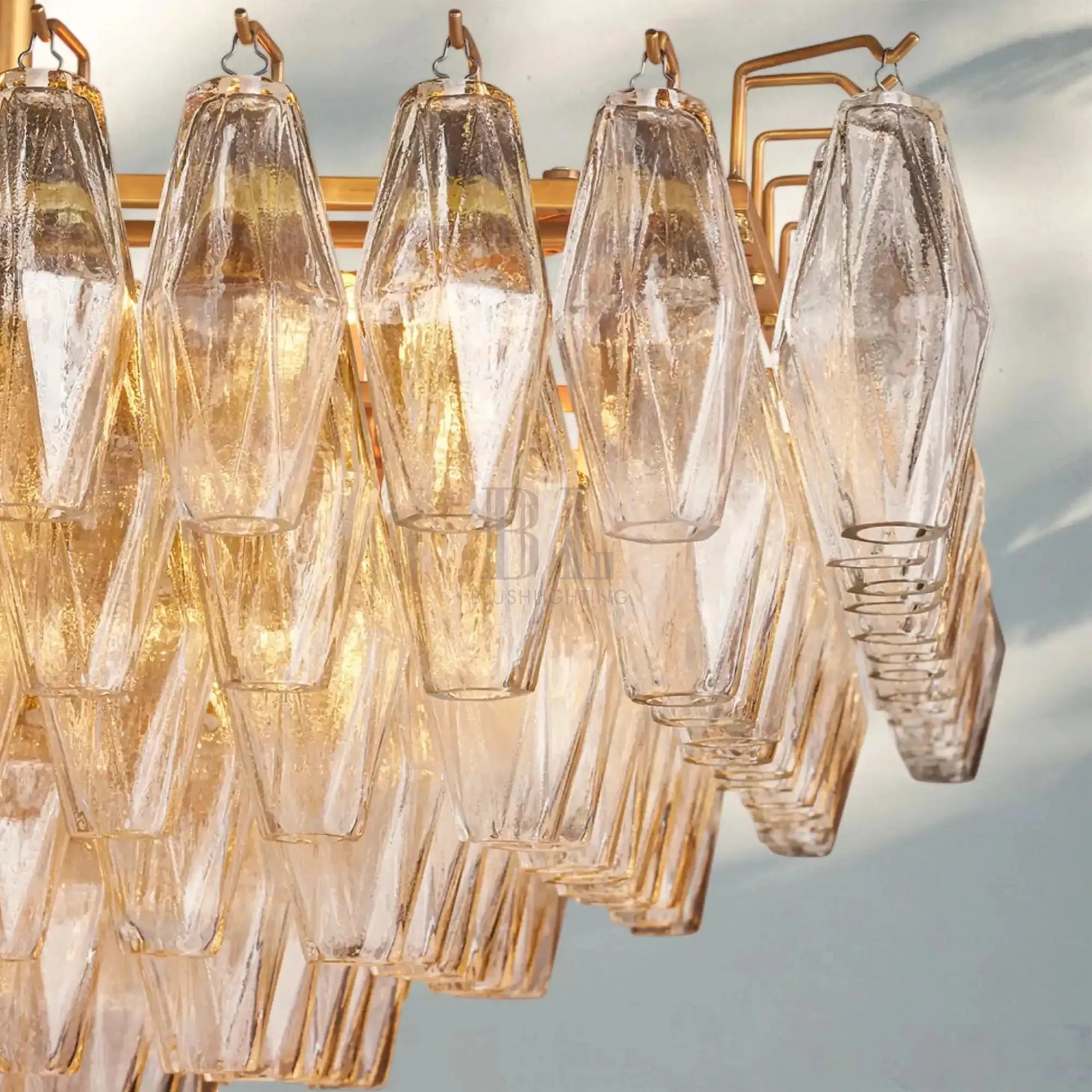 Chiare Glass Tiered Rectangular Chandelier 54'' 74''-