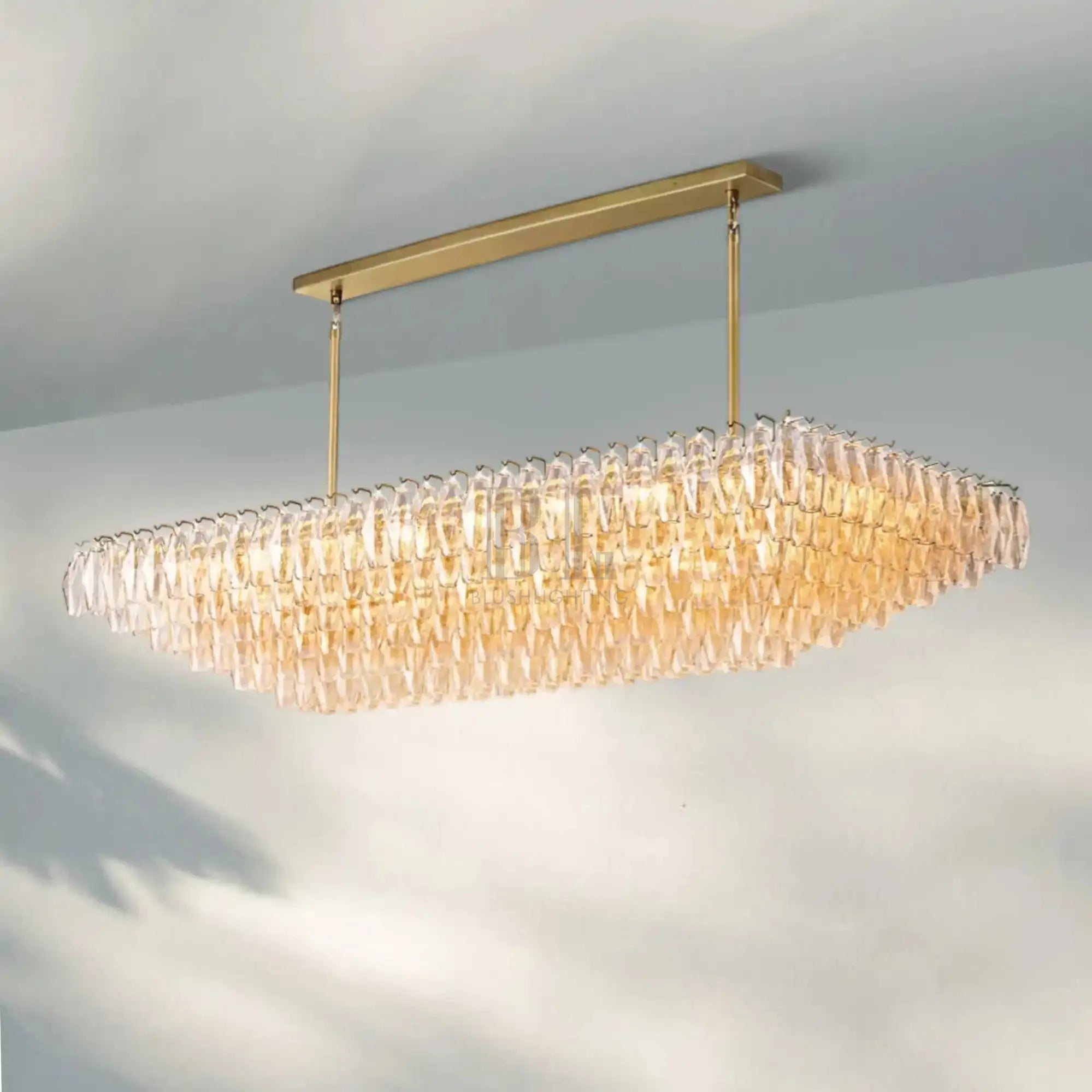 Chiare Glass Tiered Rectangular Chandelier 54'' 74''-