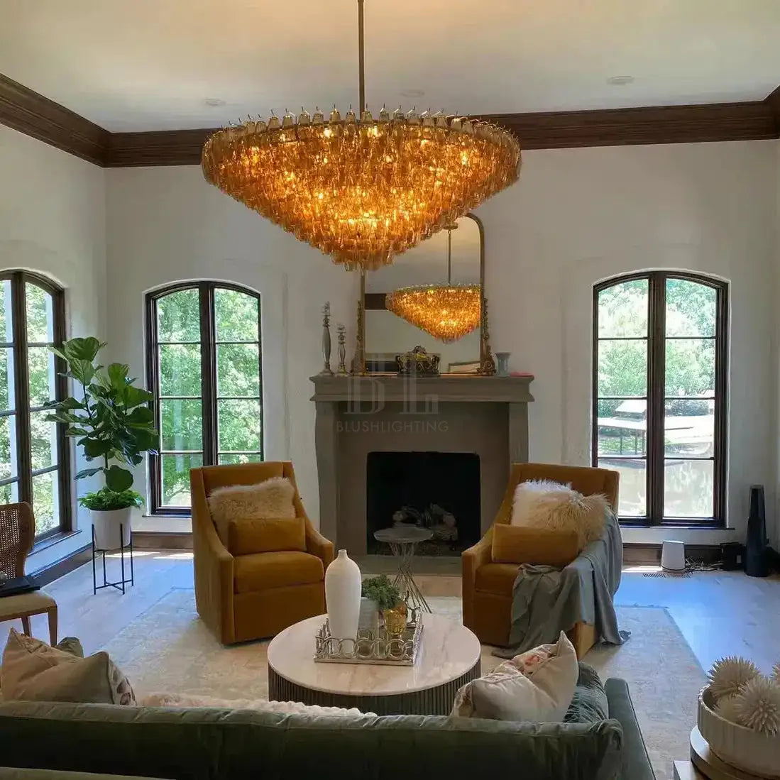 Chiare Glass Tiered Round Chandelier 37‘’ 47‘’ 62‘’-Blushlighting