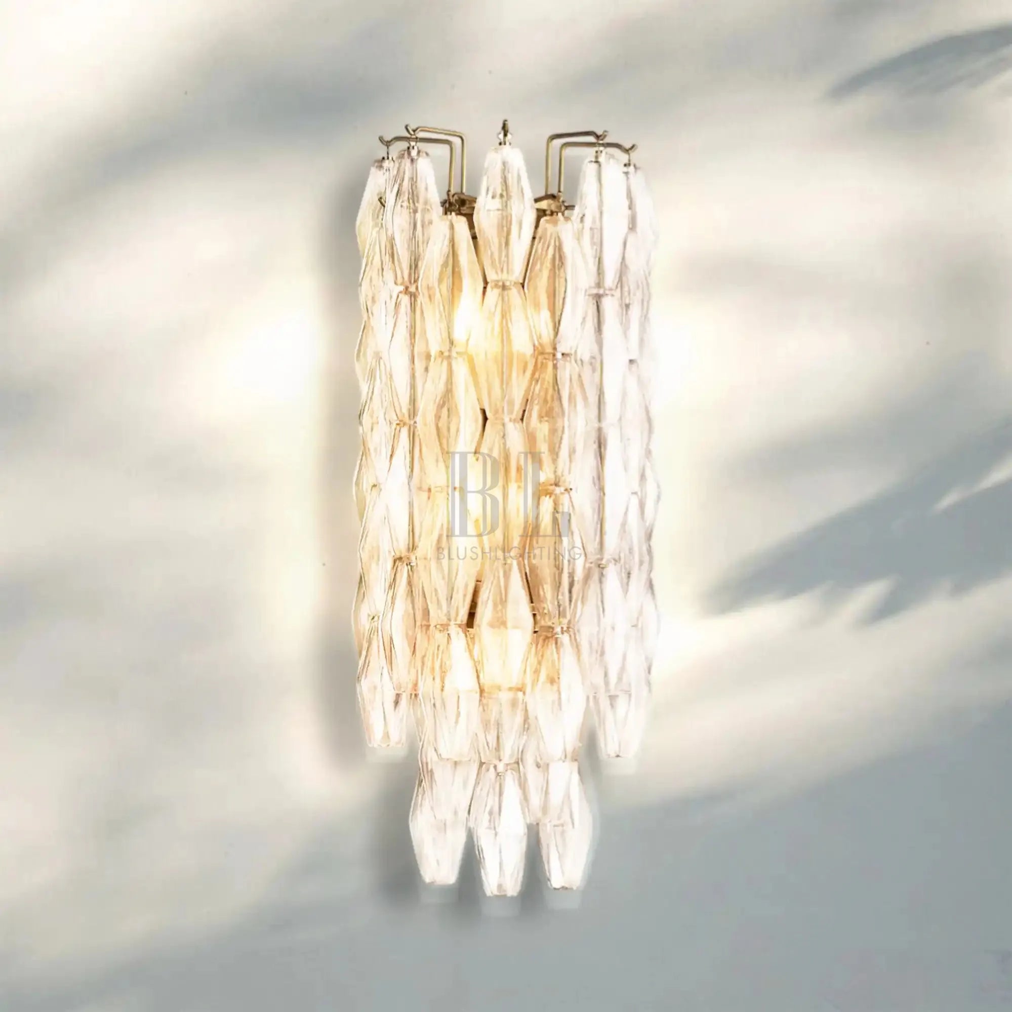 Chiare Glass Wall Sconce 19'' 30''-31''-Brass-Clear