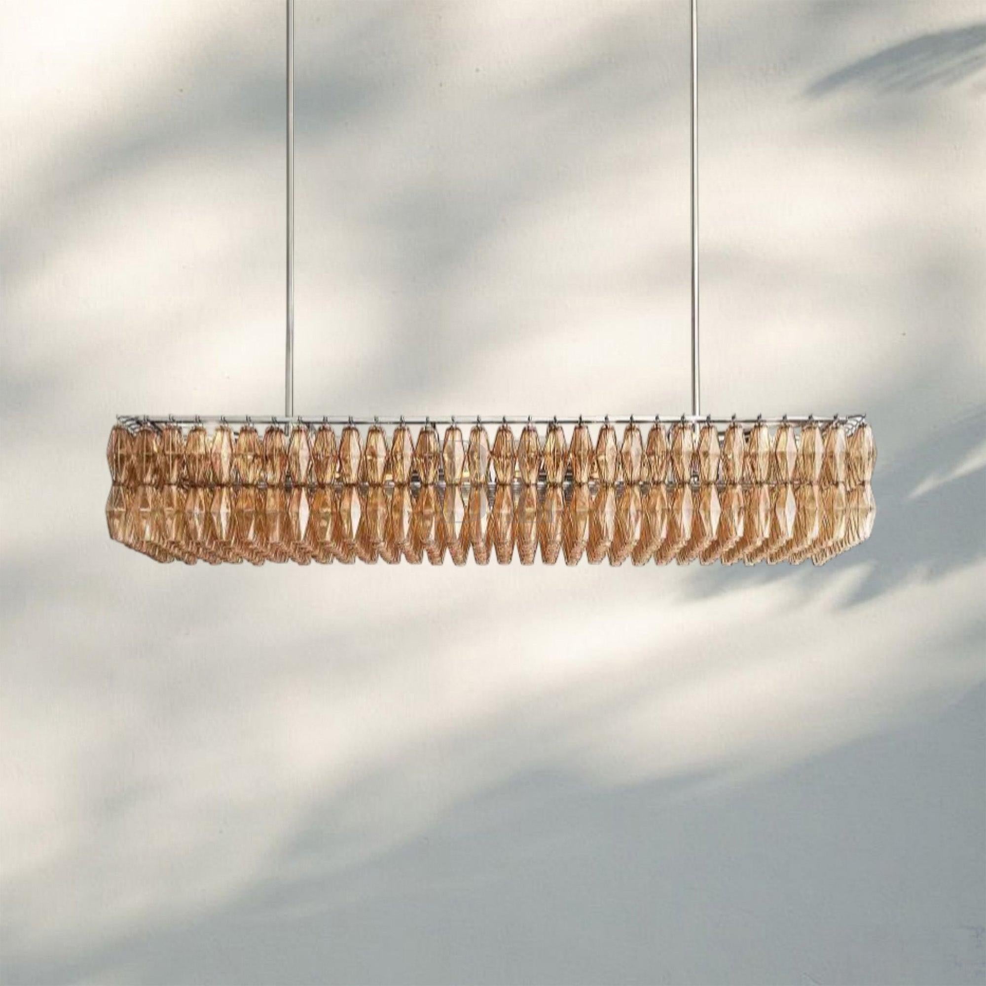 Chiare Modern Glass Rectangular Glass Chandelier 54" 74″-