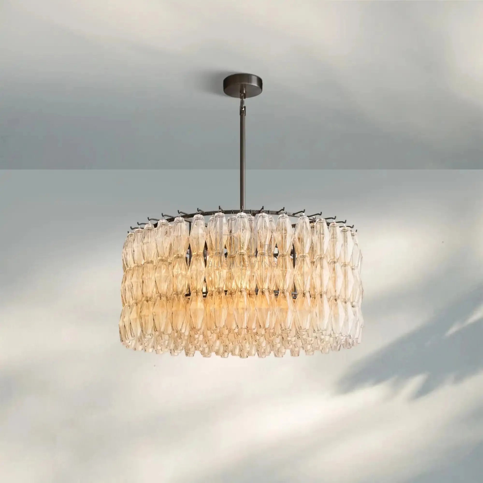 Chiare Modern Round Glass Chandelier 37'' 47'' 61''-37''-Bronze-Clear