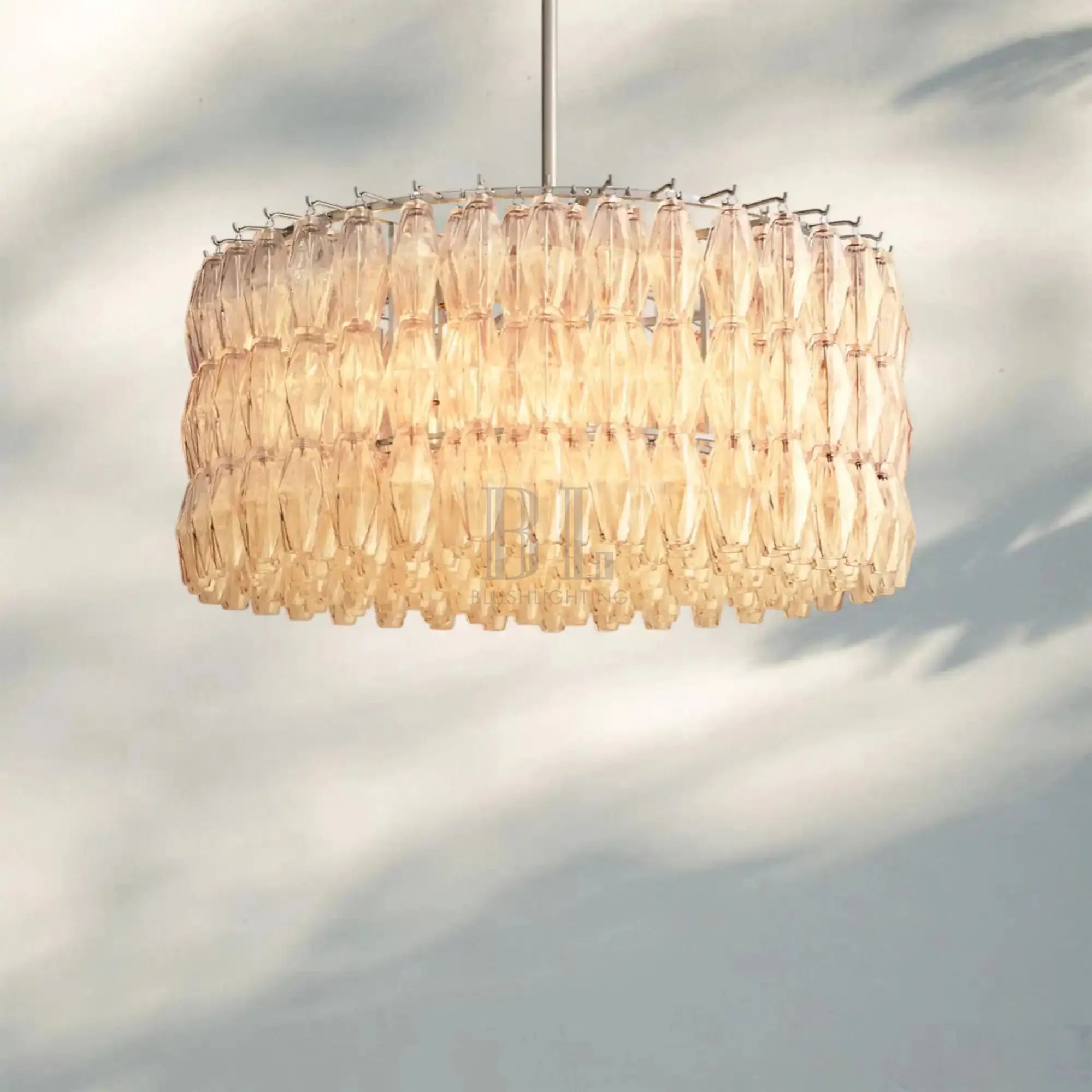 Chiare Modern Round Glass Chandelier 37'' 47'' 61''-37''-Stain Nickel-Clear