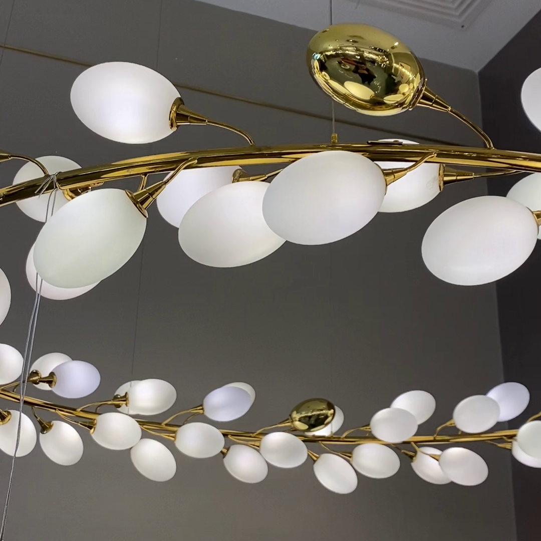Creative Art Grape Chandelier Pure White Nordic Ring and Linear Design for Living Room or Dining Room-Chandeliers-Blushlighting