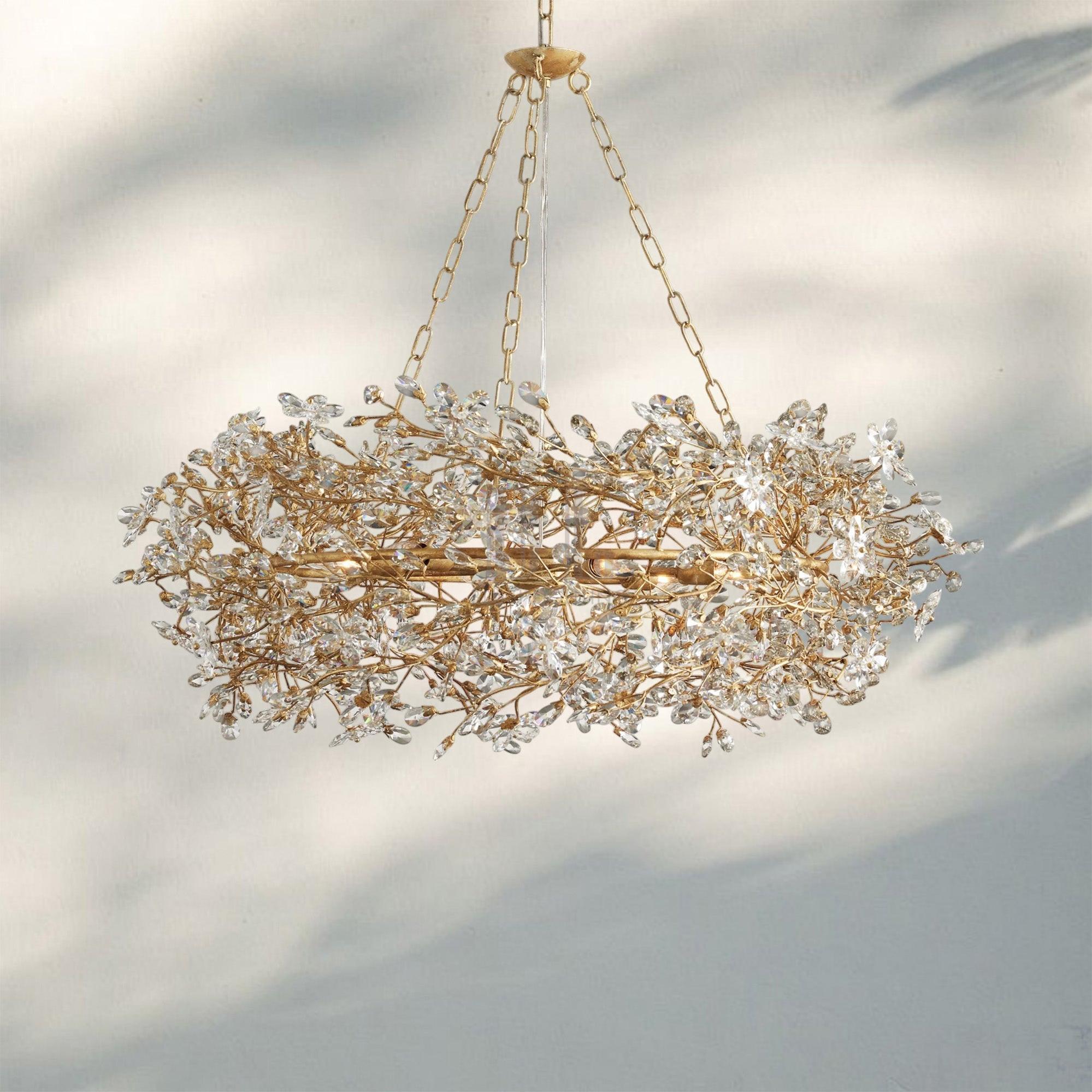 Fiore Crown Crystal Branch Chandelier 39" 48" 60“-Gold-39"-