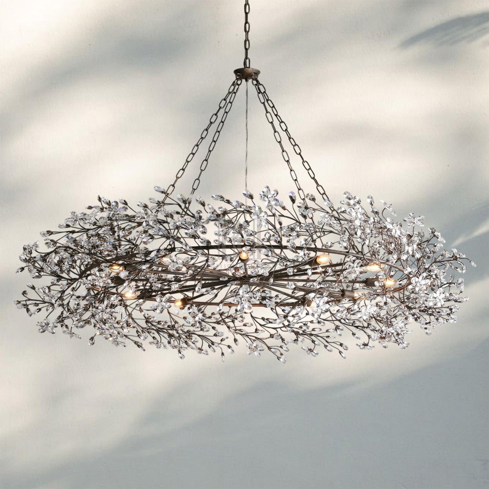 Fiore Crown Crystal Branch Chandelier 39" 48" 60“-
