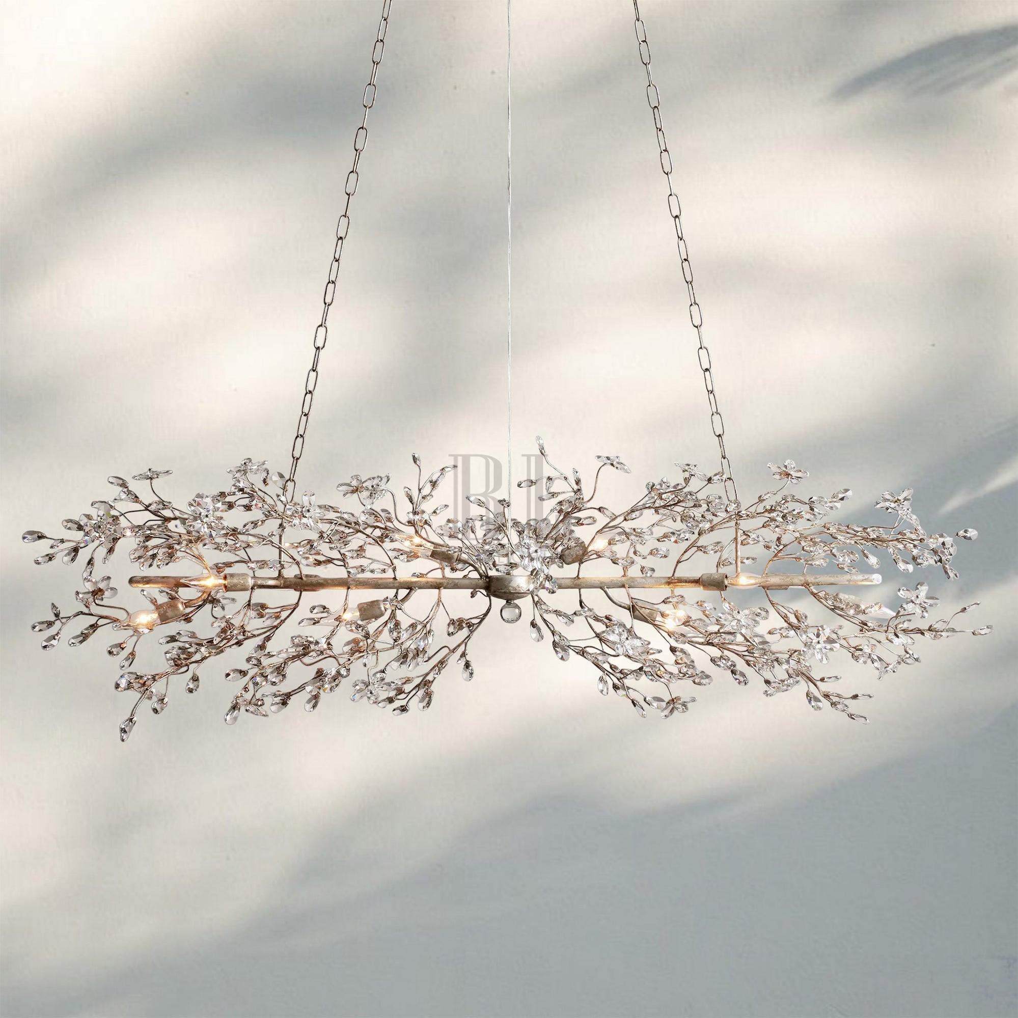 Fiore Linear Chandelier 43" 51" 68"W-Silver-68"-