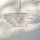 Ghiacio Glass Round Chandelier 24" 36" 48" 60"-4-Tier 36"-Brass-Clear