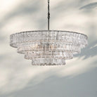 Ghiacio Glass Round Chandelier 24" 36" 48" 60"-4-Tier 36"-Bronze-Clear