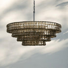 Ghiacio Glass Round Chandelier 24" 36" 48" 60"-4-Tier 36"-Bronze-Smoke