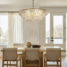 Ghiacio Glass Round Chandelier 24" 36" 48" 60"-3-Tier 24"-Brass-Clear