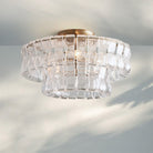 Ghiacio Modern Glass Flushmount-Antique Brass-Clear-