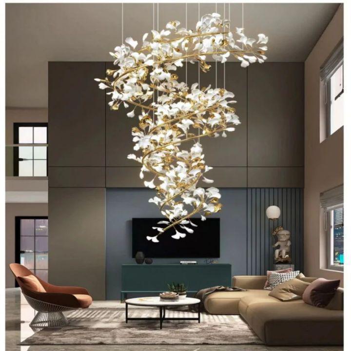 Ginkgo Cascading B (Spiral) Branch Chandelier-chandeliers for dining room,chandeliers for stairways,chandeliers for foyer,chandeliers for bedrooms,chandeliers for kitchen,chandeliers for living room-Blushlighting
