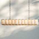 Herlow Calcite Rectangular Chandelier-Retangular 74'' 22-Light-Lacquered Brass-