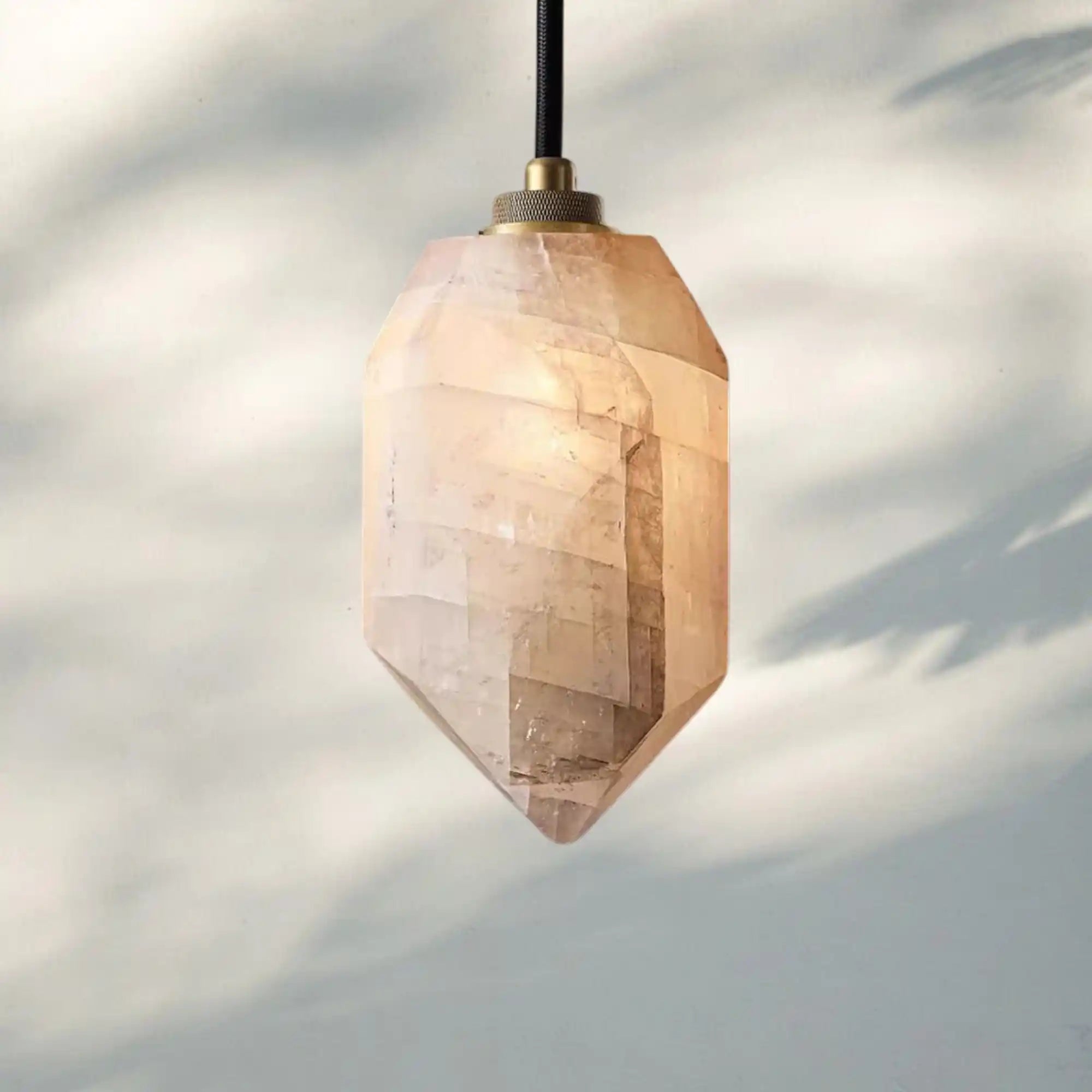 Herlow Calcite Pendant Light-Lacquered Burnished Brass-Blushlighting