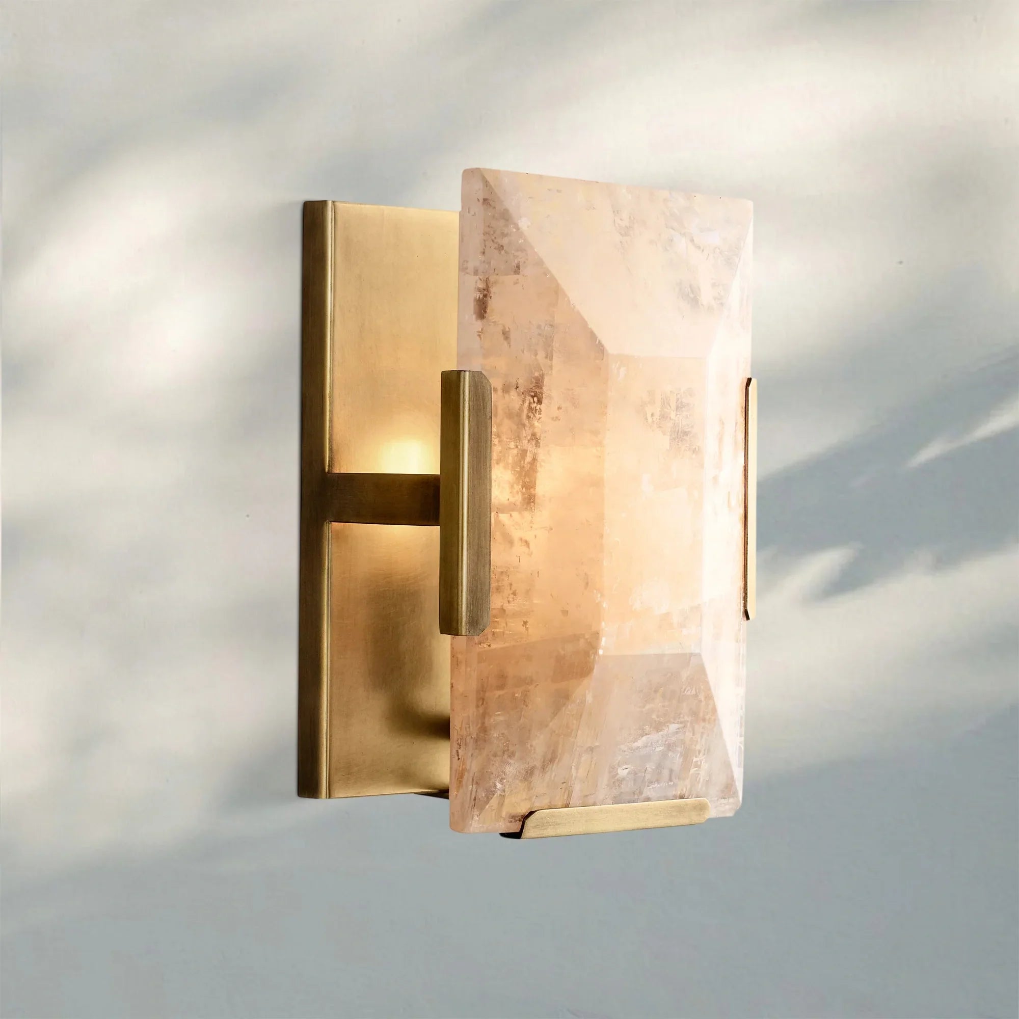 Herlow Calcite Short Wall Sconce-Lacquered Burnished Brass-