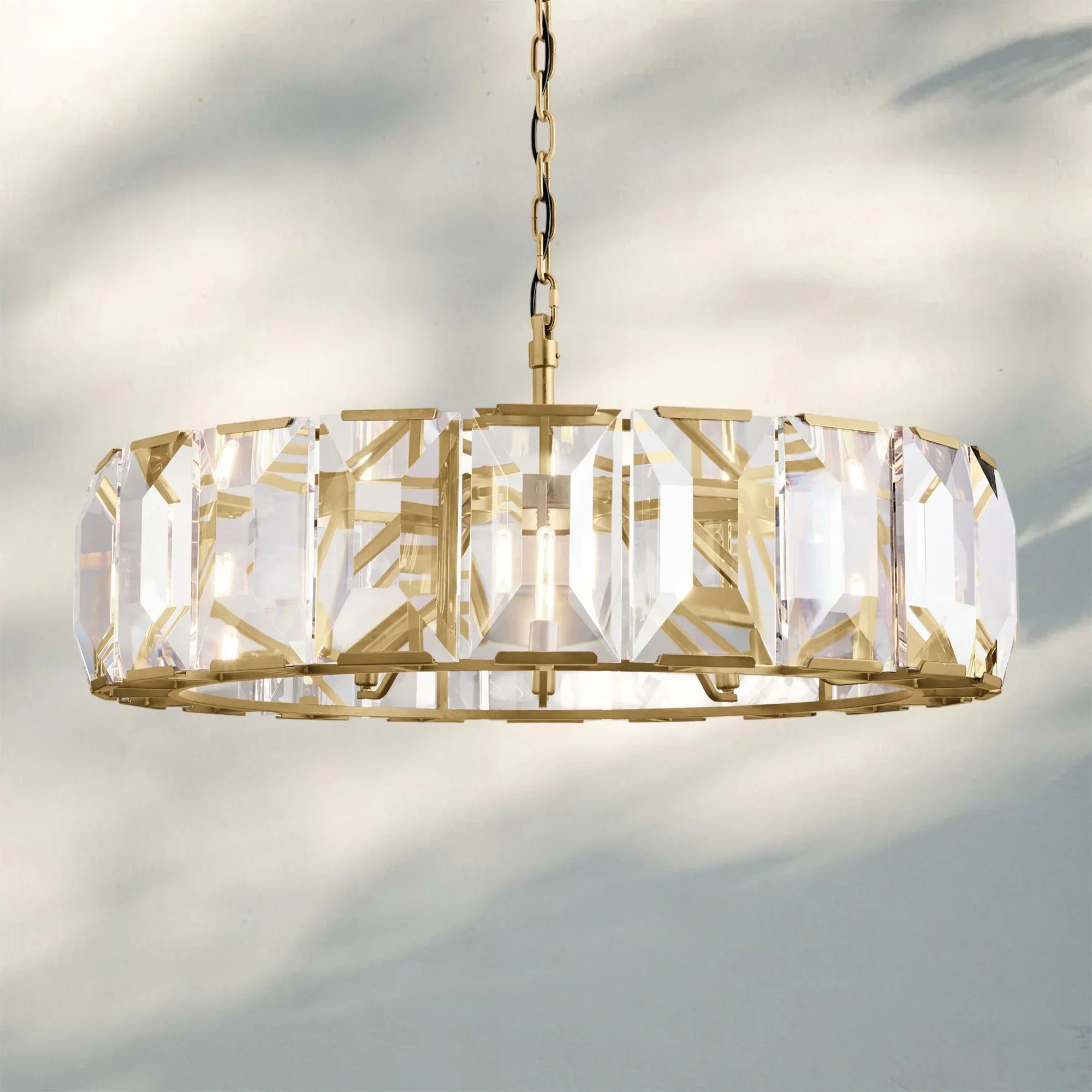 Herlow Crystal Modern Round Chandelier Elegant Ceiling Light Fixture-