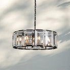 Herlow Crystal Modern Round Chandelier Elegant Ceiling Light Fixture-31''-Matte Black-