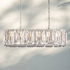 Herlow Crystal Rectangle Chandelier Elegant Ceiling Light Fixture for Dining Room-41‘’-Polished Stainless Steel-Blushlighting