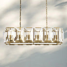 Herlow Crystal Rectangle Chandelier Elegant Ceiling Light Fixture for Dining Room-41‘’-Lacquered Burnished Brass-Blushlighting